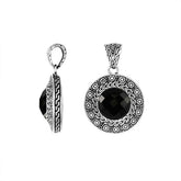 Black Onyx Sterling Silver Pendant handcrafted in Bali with artisan Balinese design